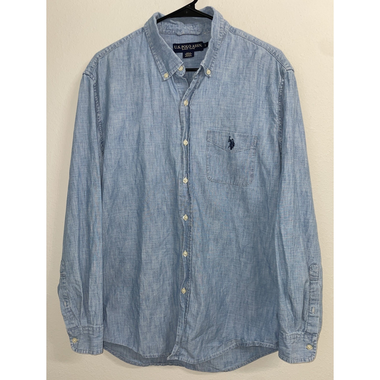 U.S.Polo Assn Men's Button Up Top Long Sleeve Shirt Size L